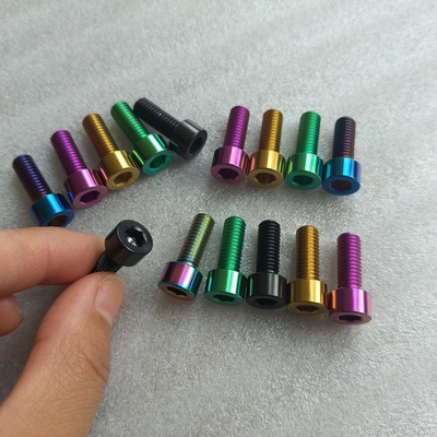 Gr5 titanium bolts and nuts customized PVD anodized color laser marking.